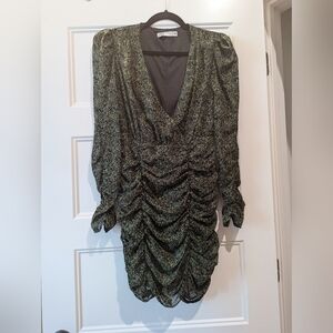 ZARA Long sleeved mini dress SIZE small in olive floral pattern